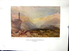 Antike Druckansicht Splugenpass Uhrturm 1938 NettlefGrundwasserwender