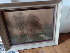 Mann Am Fluss Original Aquarell Malerei