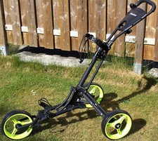 Fastfold 3-Rad Golftrolley Golf Trolley Trolly Golfwagen Golfcaddy schwarz/gelb