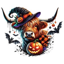 3x Halloween Highland cow car