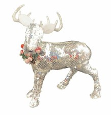 Pailletten Rentier Tommy Wende-Pailletten Weihnachsdeko Deko Elch Hirsch Silber
