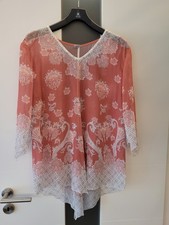 Tunika Liberty XL 42 Bluse Shirt Damen Rostfarben Weiß Halbtransparent