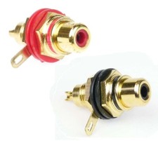 2x Adam Hall Cinch Einbaubuchse vergoldet Einbau-Kupplung-Buchse-Terminal Chinch