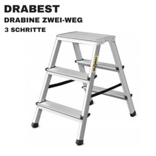 Leiter Alu beidseitig 3 Schritte Doppelleiter Trittleiter Aluleiter Stehleiter