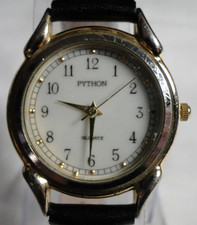 Schwarz/Gold/Weiße PYTHON Quarz Analog Damen Armbanduhr