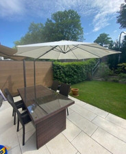 Gartenschirm, Ampelschirm, Durchmesser 350 cm, abknickbar mit Schirmständer