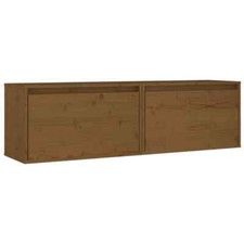 Wandschrank Schrank hängend 2er Nachtschrank Set Braun 60x30x35cm Kiefernholz