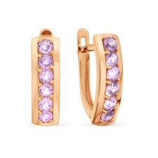 Damen Ohrringe Rotgold 585 gold Ohrringe mit Amethyst NEU