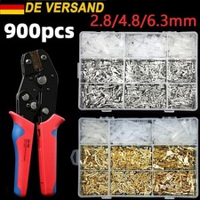 900-tlg Flachstecker Set Kabelschuhe Sortiment Quetschverbinder Flachsteckhülsen