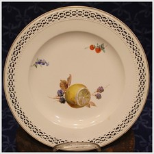 ⚔ Meissen Durchbruch Teller ø 23 cm "ZITRONE" 2.Wahl ⚔