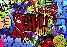 Graffiti bunt steinwand vlies - bunt,