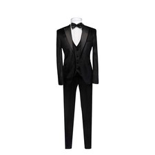 Slim Fit Hochzeitsanzug in Schwarz Glanz -Anzug-Bühne-Sakko-Smoking 