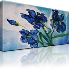 Blaue Iris Bild auf Leinwand. Abstrakt. Mit Keilrahmen. Größe 80x45cm