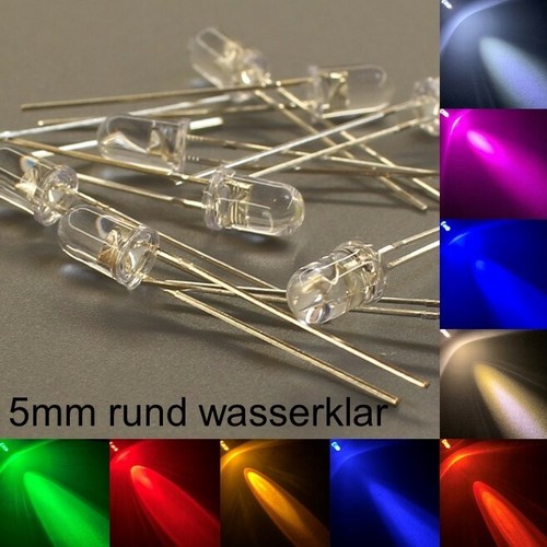 5mm leds rund wasserklar alle - rund,