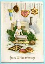 Alte AK Postkarte Fritz Baumgarten Weihnachten Bäcker Plätzchen... DDR 50er Rar!