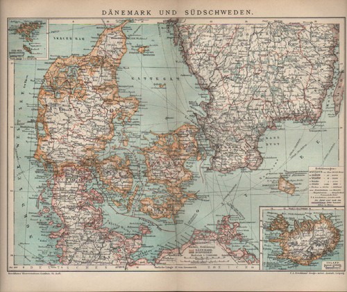 Landkarte map 1897 dänemark - map,