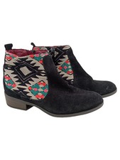 DESIGUAL Stiefelette Damen Gr. 37 Schwarz Bohemian Ethno Muster Boots