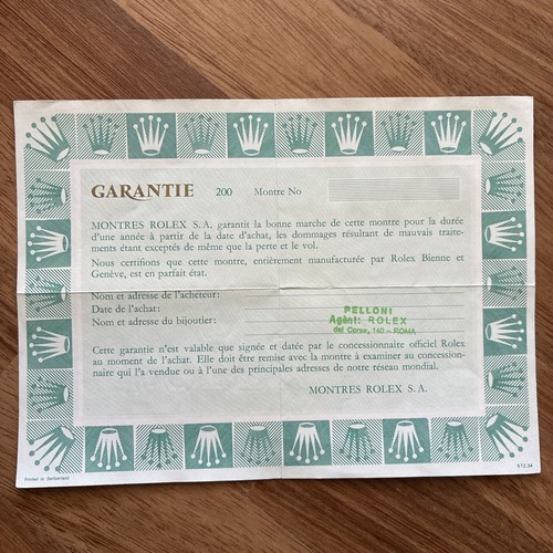 Rolex garantie warranty blank - rolex,