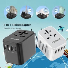 Tessan Universal Reiseadapter Weltweit mit 2-4 USB Anschlüsse für 224+ Ländern