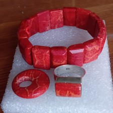 Schaumkoralle Schmuckset Ring