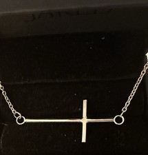 Sideways Cross 2” Anhänger Halskette 18” Sterling Silber 925