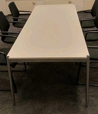 USM Haller Konferenztisch, Weiß-Chrom 250x100 Cm
