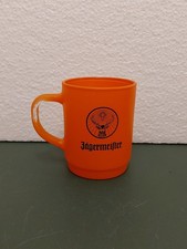 Jägermeister Kaffeebecher Glas Neonorange mit Logo & Henkel – ca. 9 cm