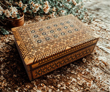 Antike Art Deco Holzschatulle