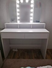 VASAGLE Schminktisch mit Klappspiegel und 2 Schubladen - Weiß (RDT115W01)