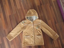 YIGGA Mädchen Winter Mantel mit Kapuze Lederimitat Fellbesatz in Gr.146 Beige.