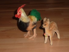 2 ALTE TIERE REH BAMBI HAHN