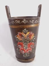 SCHIRMSTÄNDER BUTTERFASS HOLZ BAUERNMALEREI ROTBRAUN BLUMENMUSTER Typ2