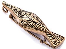 Bronze Wikinger Fibel Rabe mit Öse Gewandnadel Munin Erinnerung magische Urkraft