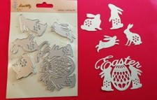 ? Stanzschablone SEt : 6 Hasen  mit großem Osterei + "EASTER " 9 x 6,5 cm