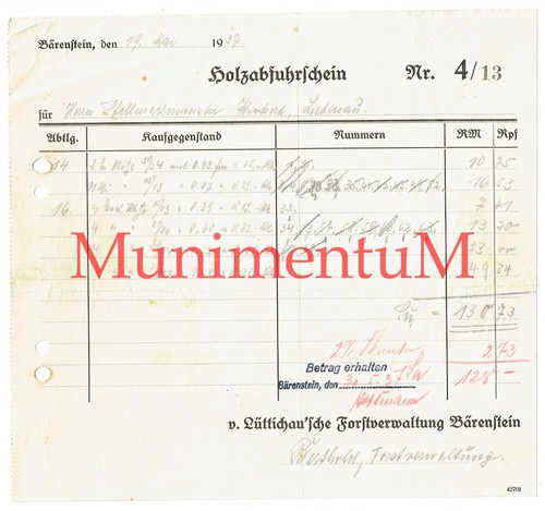 Holzabfuhrschein - , v