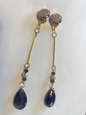 Ohrclips/Rosenquarz Cabochon 12 mm/ Glastropfen 22 mm/10 cm/ AUSVERKAUF