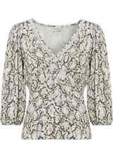 Neu Shirt mit Häkeleinsatz Gr. 44/46 Beige Schlange Bedruckt Damen Bluse Tunika