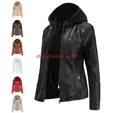 Damen Kapuze Leder jacke