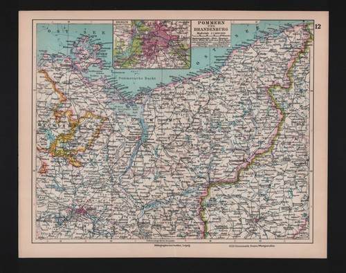 Landkarte map 1928 pommern - landkarte, 1928: