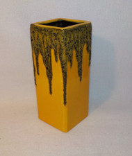 ++ Fohr Keramik Vase - 341/20 70er Jahre - Fat Lava - 20cm - gelb viereckig ++