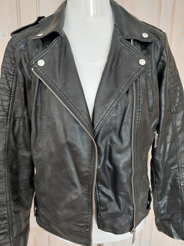 Schwarze damen kunstlederjacke - schwarze,