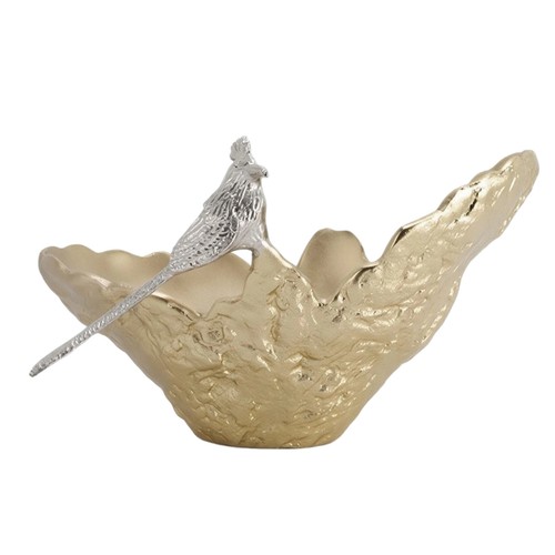 Aluminiumschale mit vogeldekor - aluminiumschale,