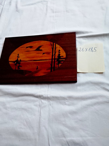 Holzbild intarsie landschaft - holzbild,