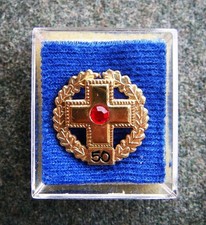 DRK Blutspende-Ehrennadel in Gold 333 mit Zahl 50 mit Schachtel  100% orig.