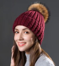 Damen Winter Wolle Bommel
