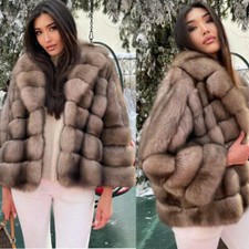  Damen Mode Echt Fuchs Pelz