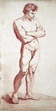 nude man Akt Mann Rötel