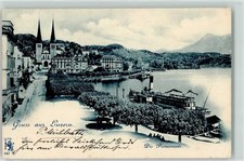 10597086 - Luzern Anlegestelle Seitenraddampfer Luzern Stadt 1899