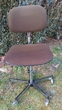 Büro Drehstuhl Polster & Chrom verstellbar Chrom Rollen Schreibtischstuhl Retro