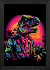 Trex Synthwave Retro Gerahmtes